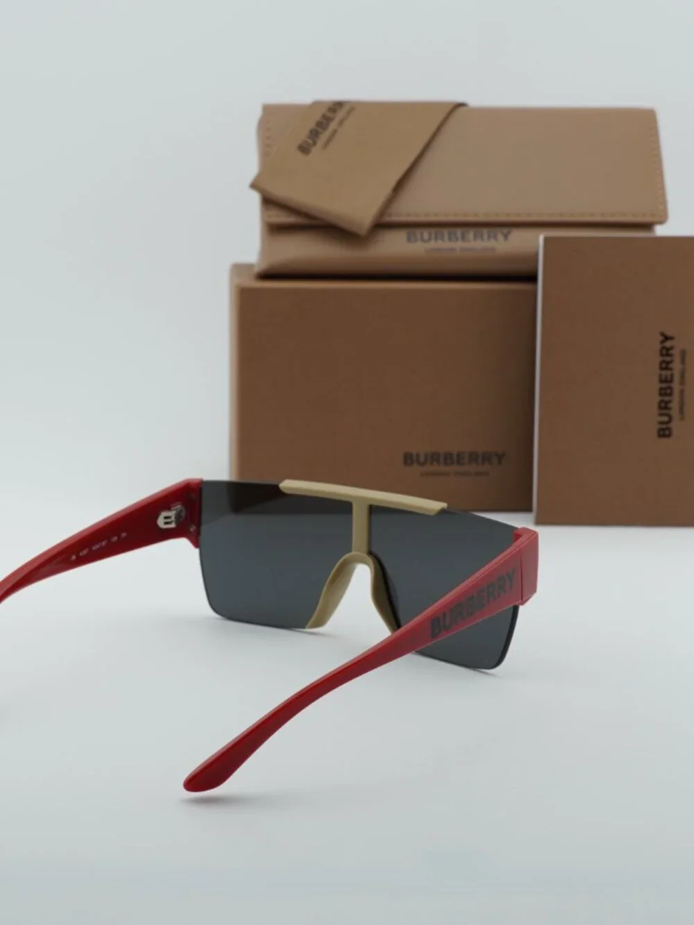 Burberry Kids JB4387 404787 Shield Sunglasses - Beige Red/Dark Grey